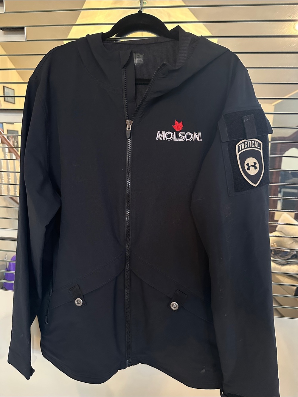 Under Armour Black Tactical Windbreaker Jacket with Molson Logo